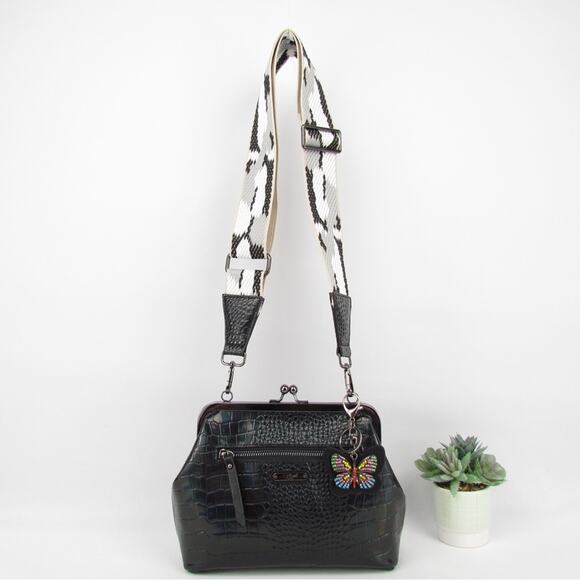 Sharif Leather Kiss Lock Convertible Crossbody Bah - Picture 5 of 13